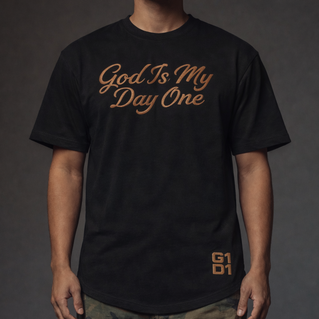 God Is My Day One Swoop Tee (Black)