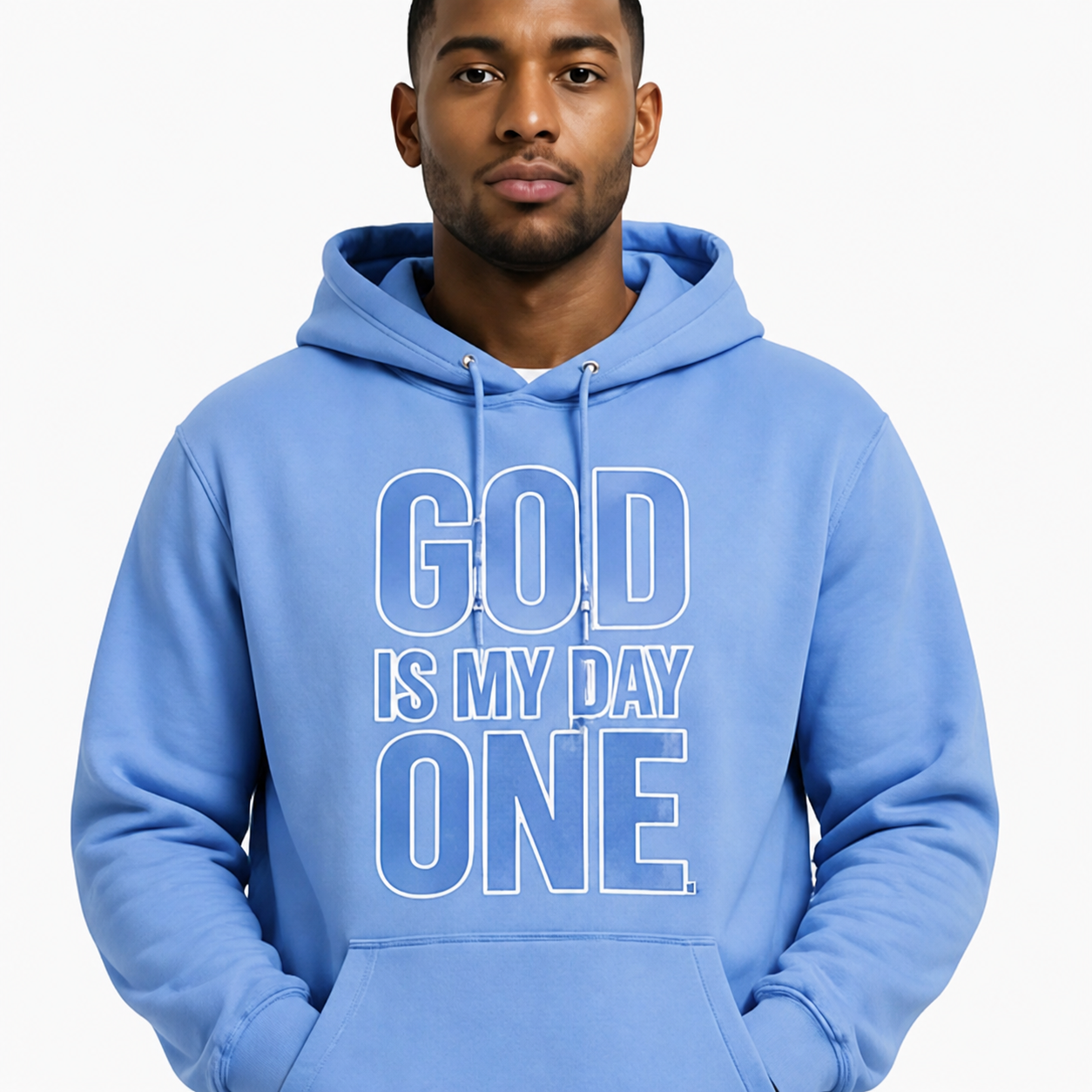 God Is My Day One Chenille Hoodie - North Carolina Blue