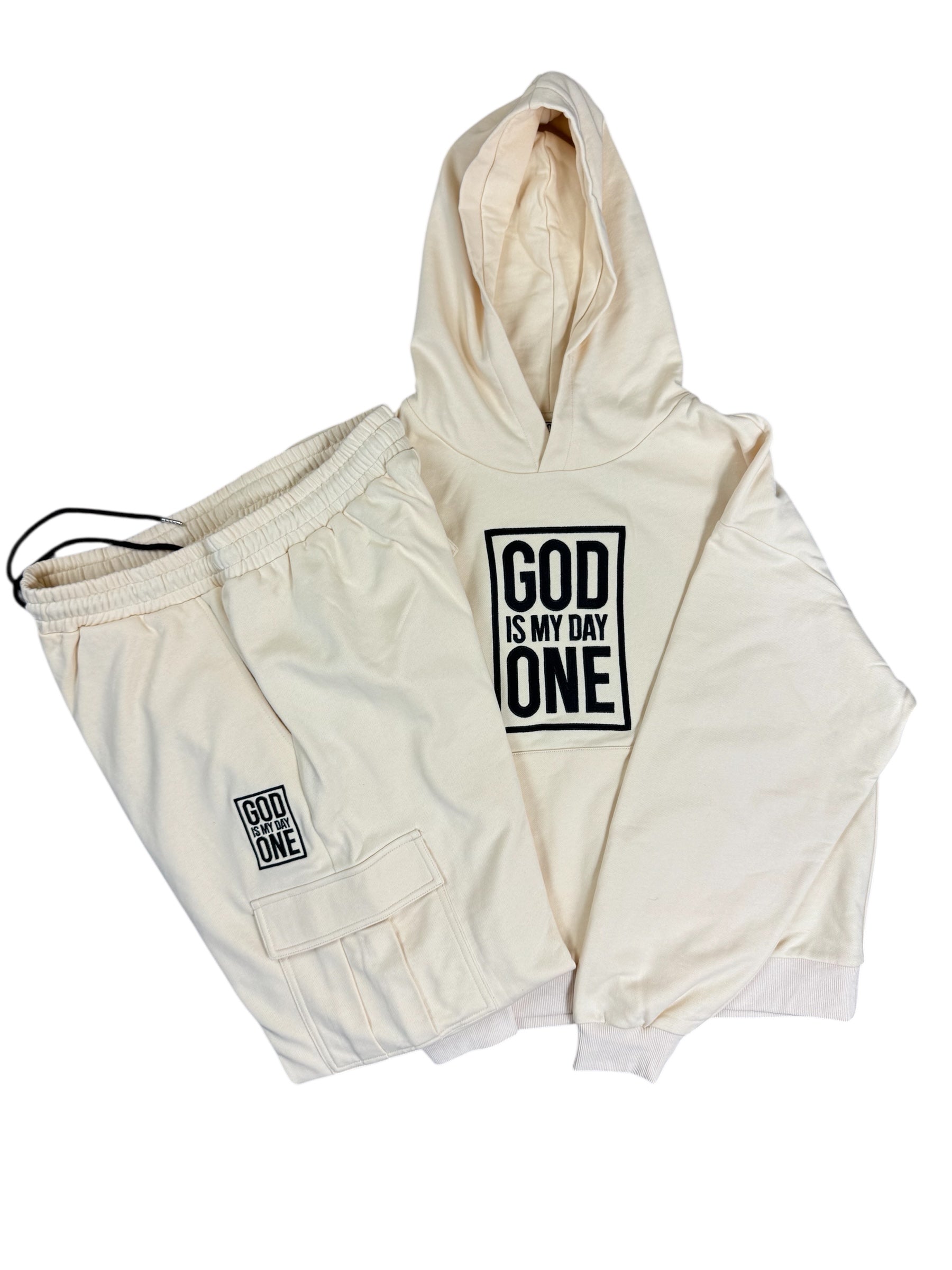 God Is My Day One – Cream Set | Embroidery Logo - GOD IS MY DAY ONE