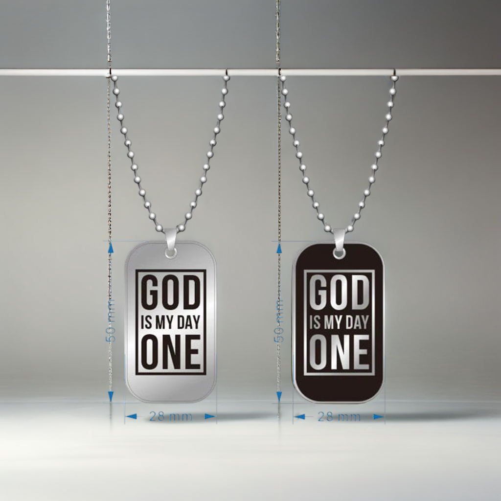 God Is My Day One” Custom Dog Tag Necklace – Stainless Steel Ball Chain (24")