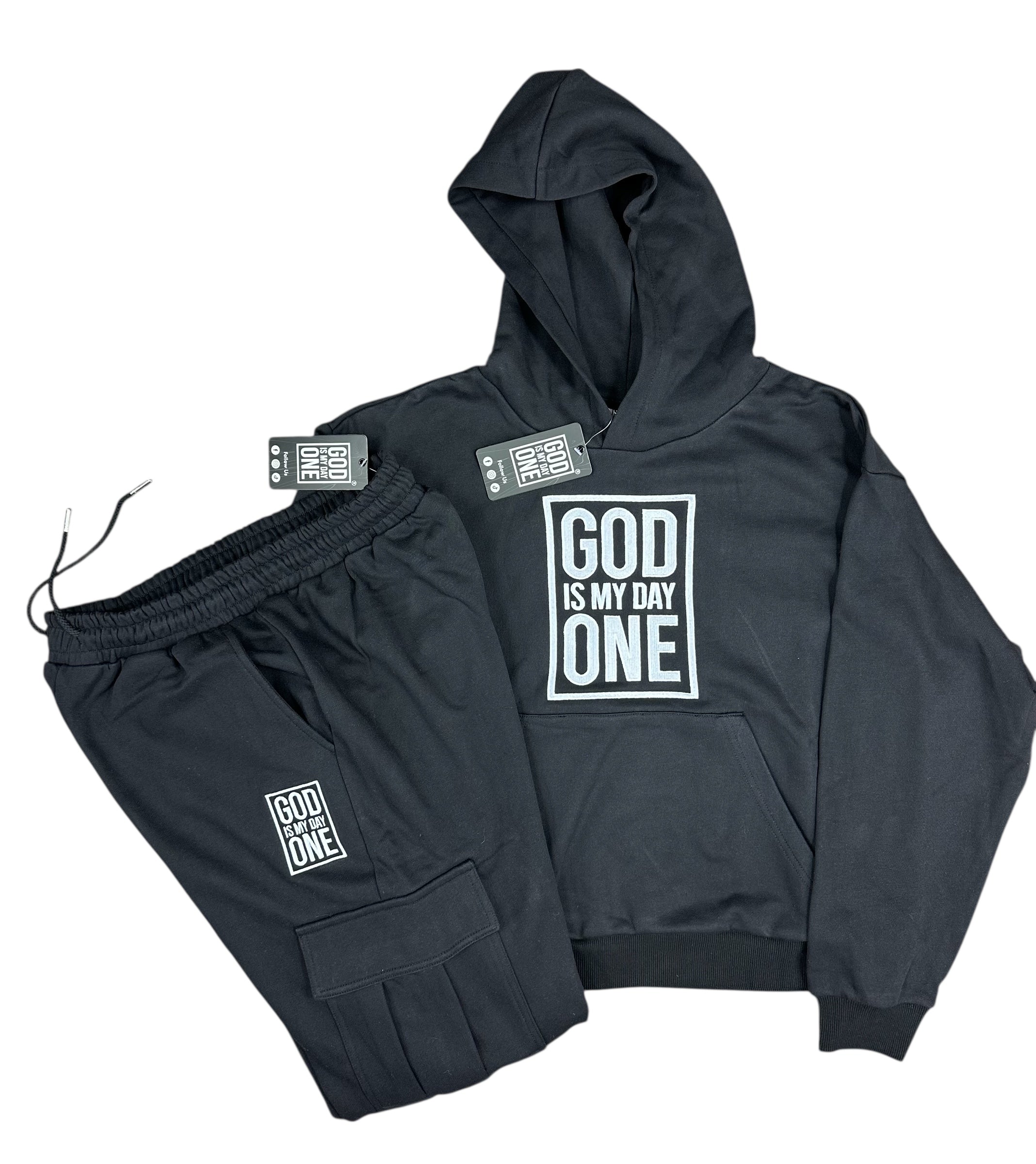God Is My Day One – Black Set | Embroidery Logo - GOD IS MY DAY ONE