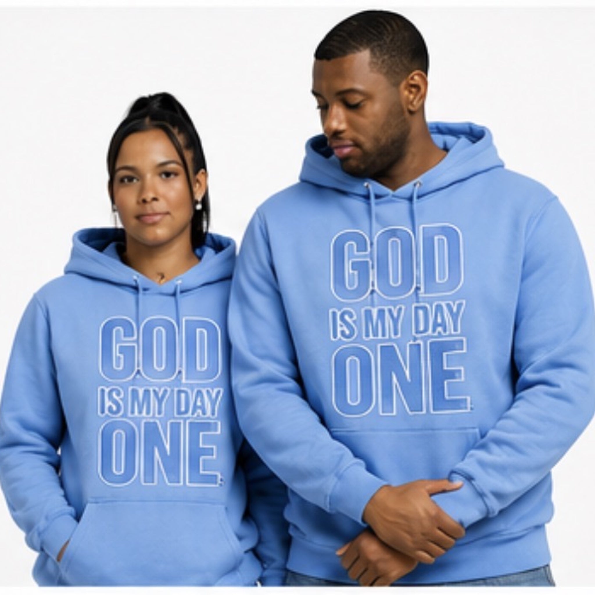 God Is My Day One Chenille Hoodie - North Carolina Blue